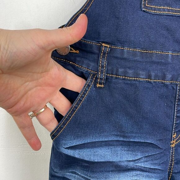 VIP Jeans Juniors Overalls Denim Skinny Long Pant Solid Blue Juniors 7/8 - Picture 6 of 13